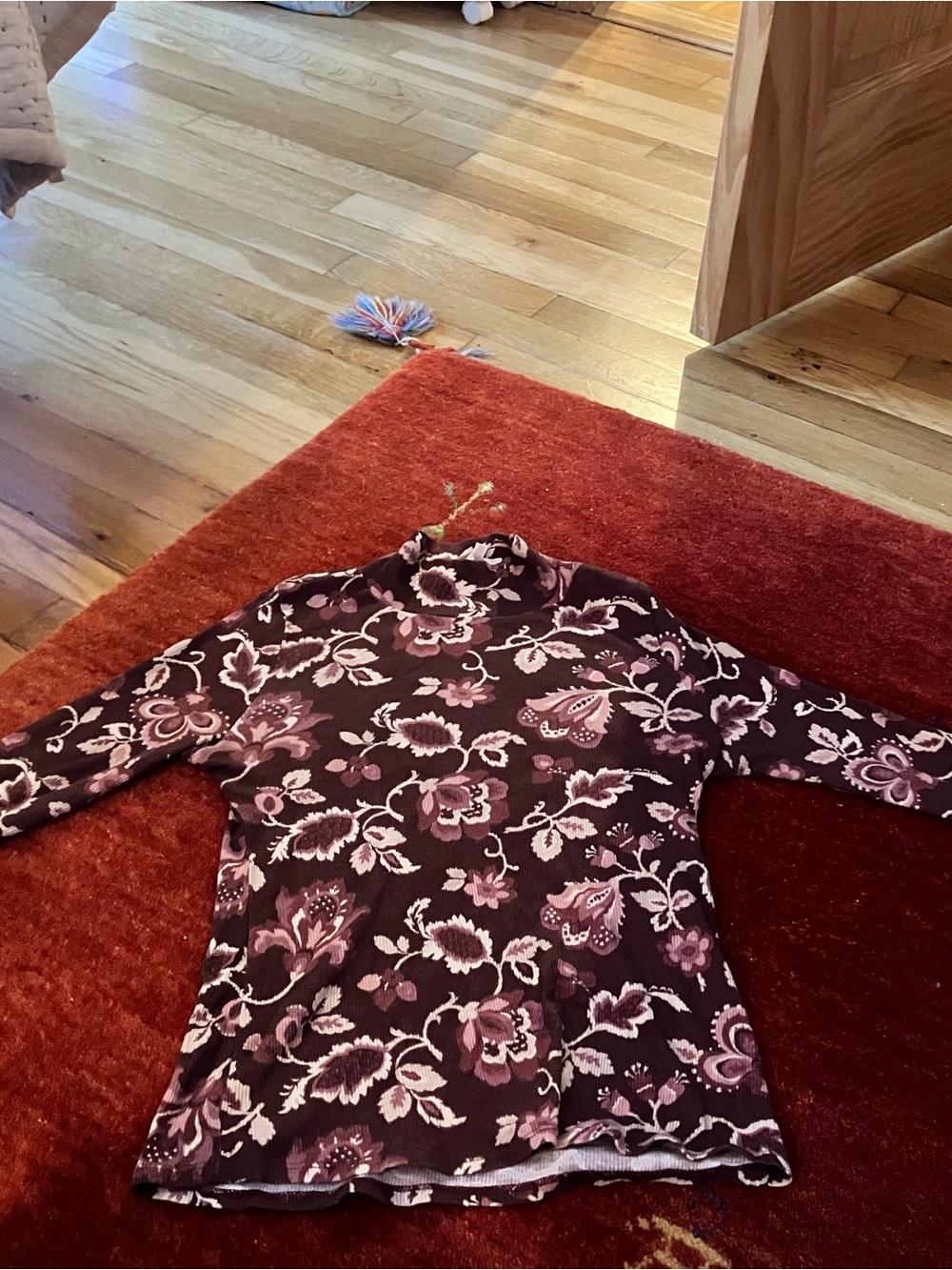 Women’s Floral Mock Neck Sweater in Plum